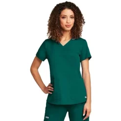 Grey's Anatomy Scrub Tops*Women's Missy Fit V-Neck Shirred Scrub Top