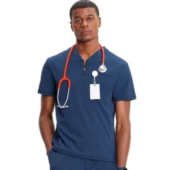 Infinity GNR8 Scrub Tops*Men's Partial Zip V-Neck Scrub Top