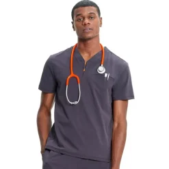Infinity GNR8 Scrub Tops*Men's Partial Zip V-Neck Scrub Top