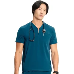 Infinity GNR8 Scrub Tops*Men's Partial Zip V-Neck Scrub Top
