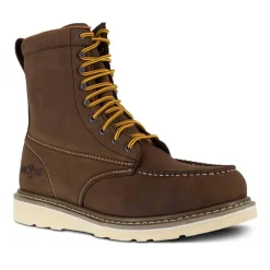 Iron Age Non-Slip Boots | Steel Toe*Men's 8" Reinforcer Steel Toe Wedge Work Boot Brown