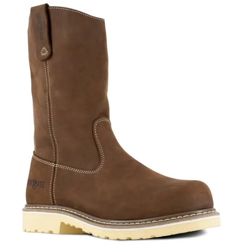 Iron Age Non-Slip Boots | Non-Steel Safety Toe*Men's 11" Solidifier Composite Toe Pull-On Wellington Boot Brown