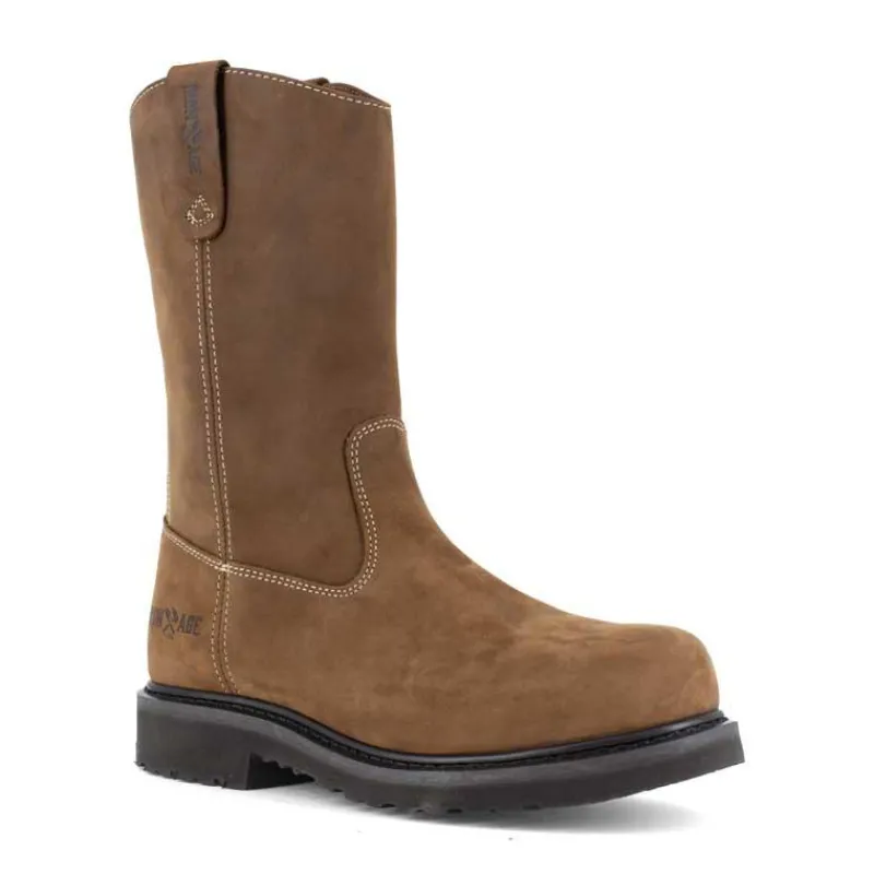 Iron Age Non-Slip Boots | Non-Steel Safety Toe*Men's Solidifier 11" SD35 Composite Toe Pull-On Wellington Work Boot Brown