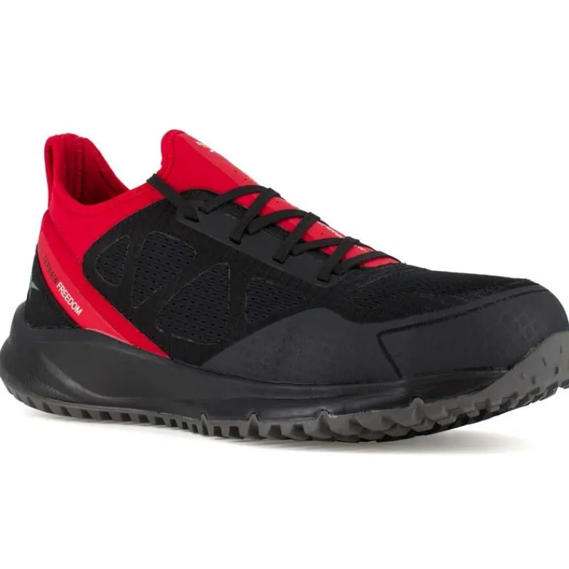 Reebok Non-Slip Shoes | Athletic*Men's All Terrain Work ESD Steel Toe Trail Running Work Shoe Black / Red