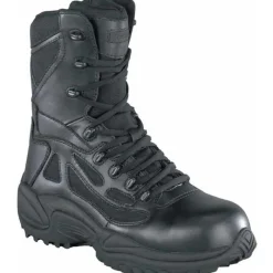 Reebok Non-Steel Safety Toe | Tactical*Men's Rapid Response RB Stealth 8-Inch Comp Toe Side Zip Duty Boots Black