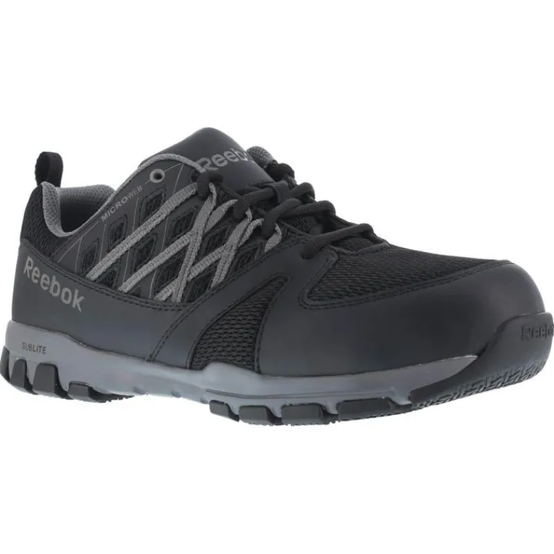 Reebok Athletic | Non-Slip Shoes*Men's Sublite Work Black & Grey ESD Athletic Oxford Black/grey