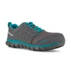 Reebok Non-Slip Shoes | Athletic*Women's Sublite Cushion Work Alloy Toe Grey & Turquoise Athletic Oxford Grey/turquoise