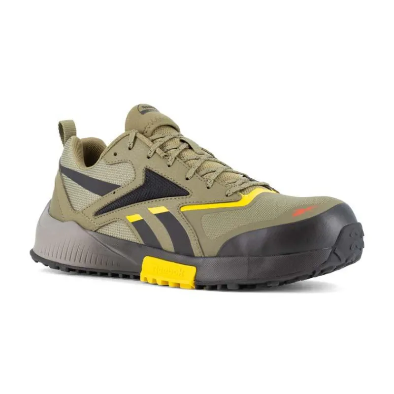 Reebok Non-Slip Shoes | Athletic*Work Men's Lavante Trail 2 Work Composite Toe Trail Work Shoe Army Green/black/yellow