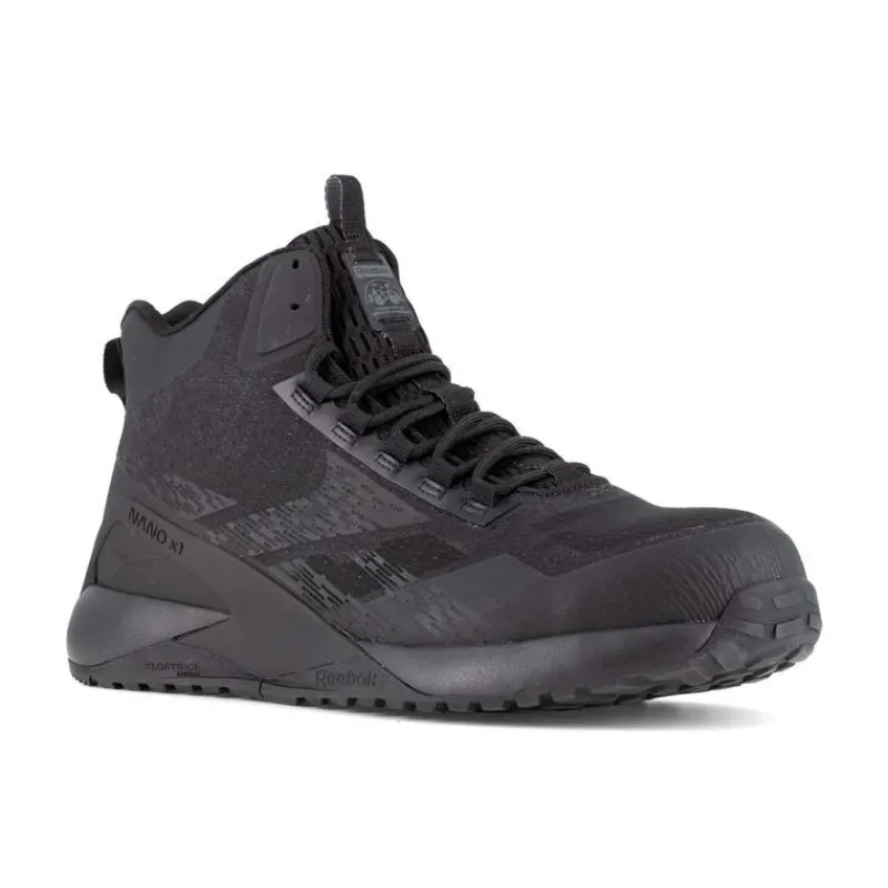 Reebok Non-Slip Shoes | Athletic*Work Men's Nano X1 Adventure Work Composite Toe Athletic Mid Black