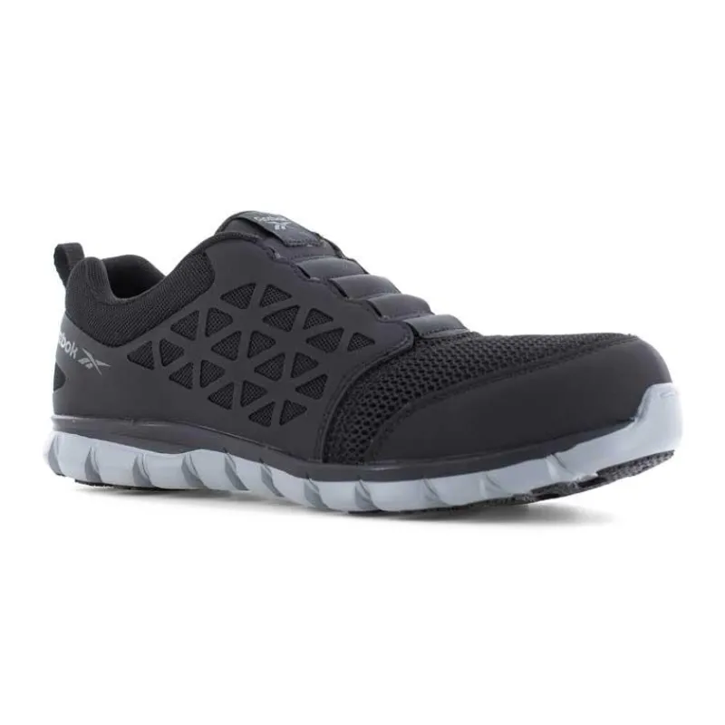 Reebok Non-Slip Shoes | Athletic*Work Men's Sublite Cushion Work ESD Athletic Slip-On Work Shoe Black