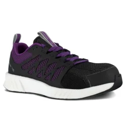 Reebok Non-Slip Shoes | Athletic*Works Women's Fusion Flexweave Work Composite Toe Athletic Work Shoe Black/purple