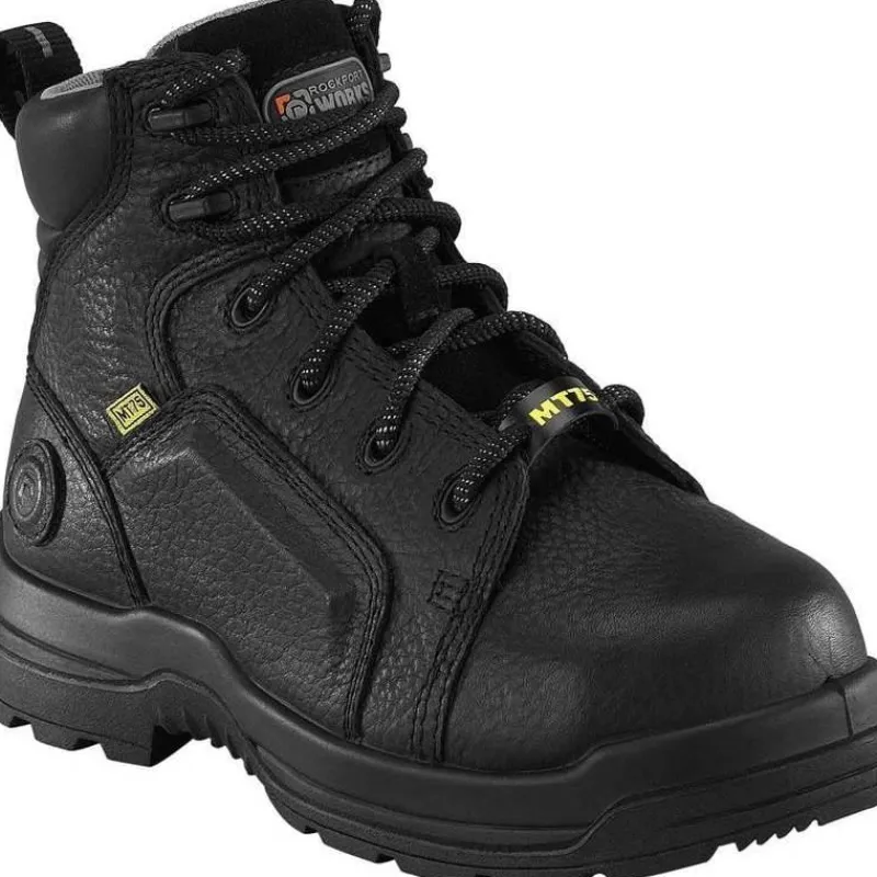 Rockport Met Guard | Non-Steel Safety Toe*Women's 6-Inch More Energy Metatarsal Guard Comp Toe Boots Black