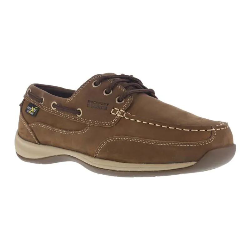 Rockport Non-Slip Shoes | Oxfords*Works Men's Sailing Club Steel Toe Met Guard Boat Shoe Brown