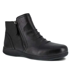 Rockport Non-Slip Boots | Work Boots*Works Women's Daisy Work Alloy Toe Side Zip Ruched Bootie Black