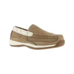 Rockport Non-Slip Shoes | Slip-Ons*Works Women's Sailing Club Steel Toe ESD Slip On Boat Shoe Tan/cream
