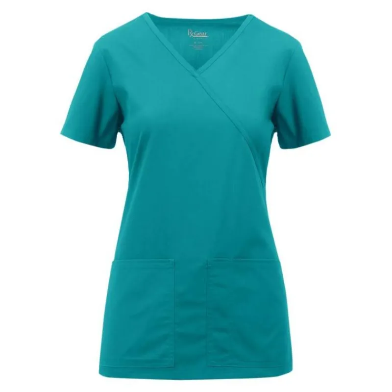 Rx Gear Stretch Scrub Tops*Women's Mock Wrap Scrub Top