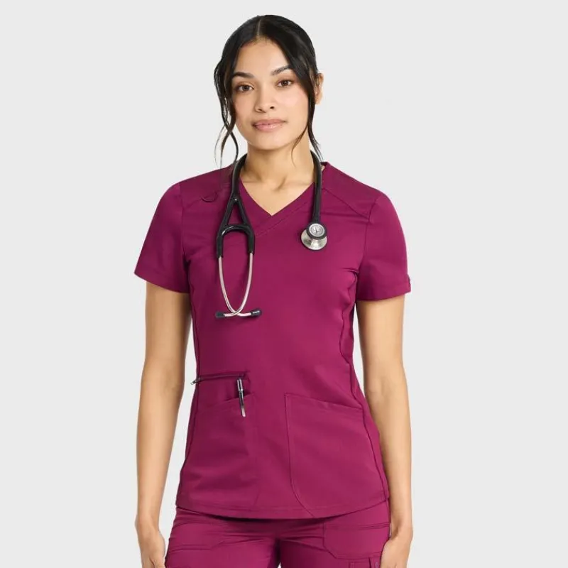 Scrubology Core Scrub Tops*Women's 3 Pocket Mock Wrap Scrub Top