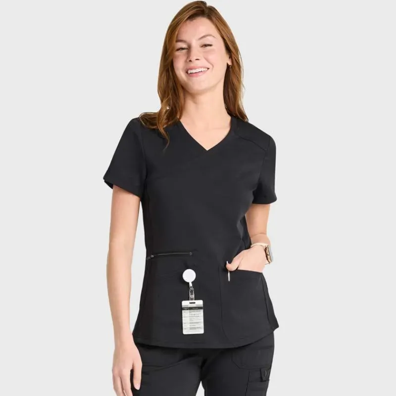 Scrubology Core Scrub Tops*Women's 3 Pocket Mock Wrap Scrub Top