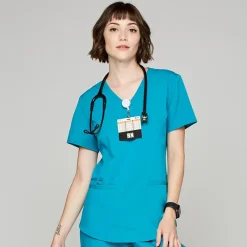 Scrubology Core Scrub Tops*Women's Mock Wrap Scrub Top