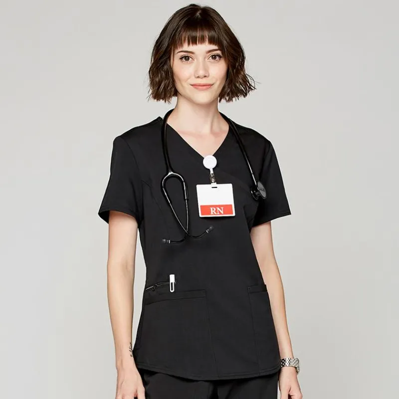 Scrubology Core Scrub Tops*Women's Mock Wrap Scrub Top