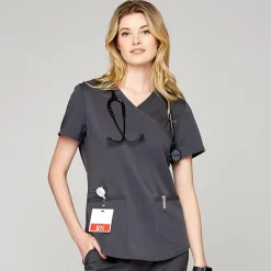 Scrubology Core Scrub Tops*Women's Mock Wrap Scrub Top