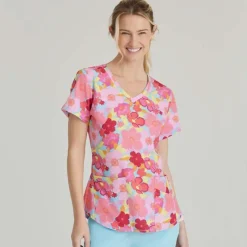 Skechers by Barco Scrub Tops*Women's Essence Print Scrub Top Blissful Blossom
