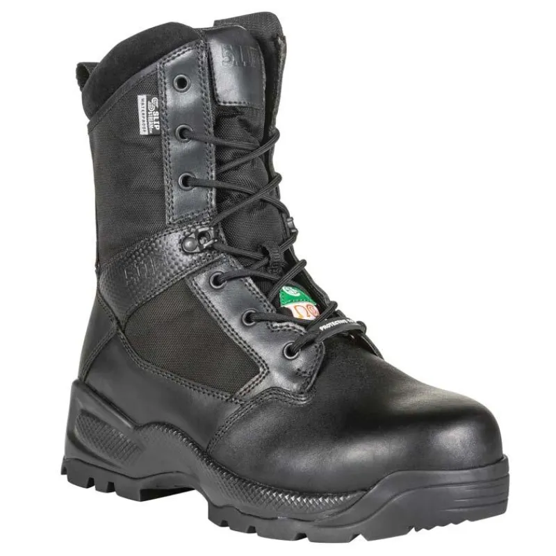 5.11 Tactical Non-Slip Boots | Non-Steel Safety Toe*Men's 8" A.T.A.C. 2.0 Shield Waterproof Carbon Toe Tactical Boot Black