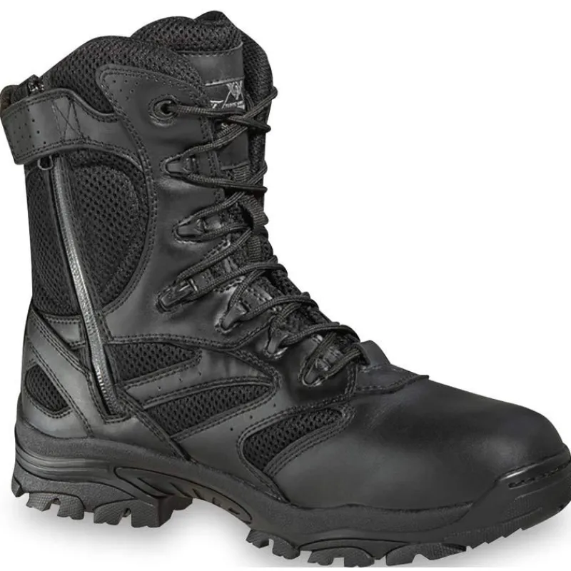 Thorogood Non-Slip Boots | Tactical*Mens Deuce Series 8" Waterproof Side Zip Tactical Boot- Extra Wide Sizes Black