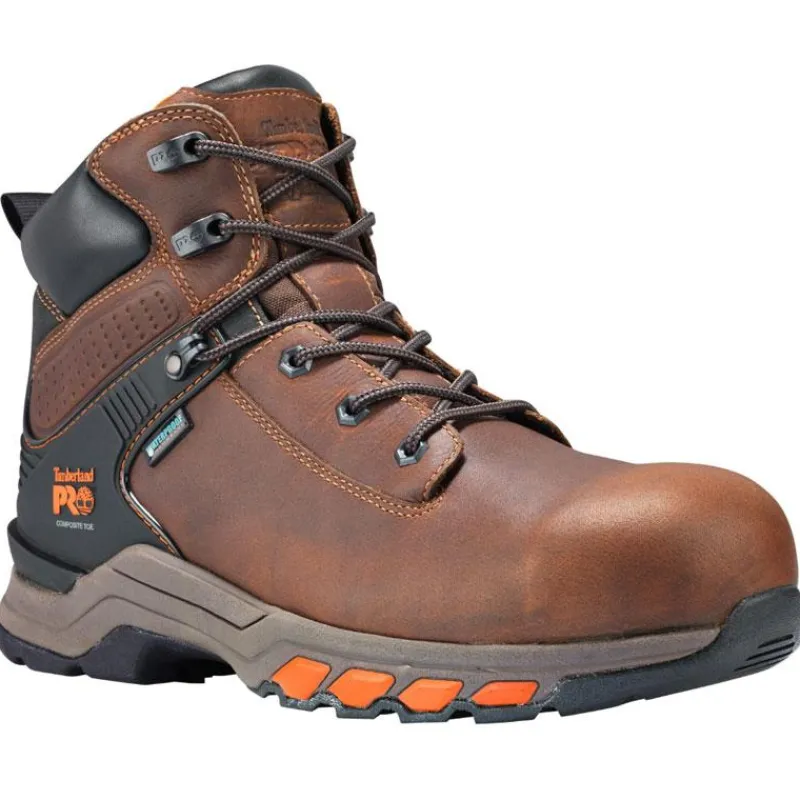 Timberland Pro Non-Slip Boots | Non-Steel Safety Toe*Men's 6" Waterproof Composite Toe Hypercharge Work Boot Brown