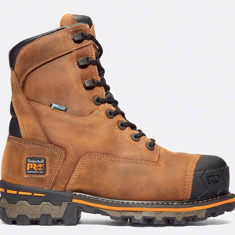 Timberland Pro Non-Slip Boots | Non-Steel Safety Toe*Men's Boondock 8" Composite Toe Waterproof Work Boot Brown