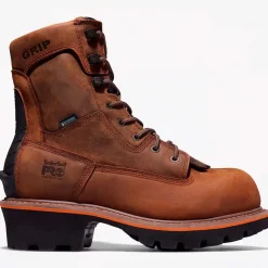 Timberland Pro Non-Slip Boots | Non-Steel Safety Toe*Men's Evergreen 8" Composite Toe Waterproof Logger Boot Brown