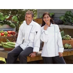 Uncommon Threads Chef Coats*Murano 12 Button Contrast Piping Chef Coat