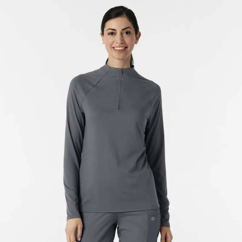 WonderWink Layers Tees & Layering Pieces*Wink Layers Women's Watch Window Quarter Zip Knit Top