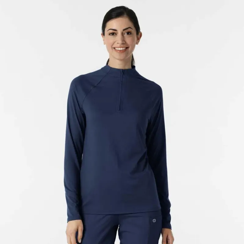WonderWink Layers Tees & Layering Pieces*Wink Layers Women's Watch Window Quarter Zip Knit Top