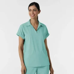 WonderWink RENEW Scrub Tops*Wink RENEW Women's Flex-n-Reach Collared Scrub Top