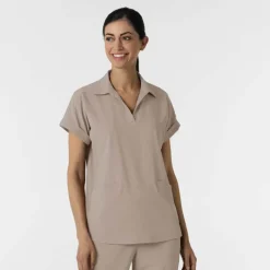 WonderWink RENEW Scrub Tops*Wink RENEW Women's Flex-n-Reach Collared Scrub Top