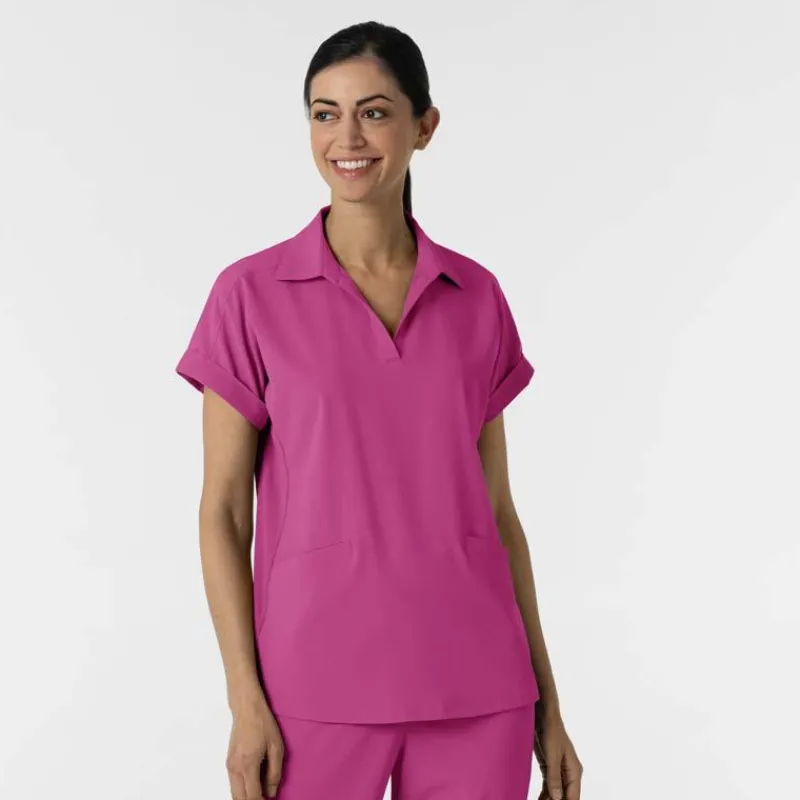 WonderWink RENEW Scrub Tops*Wink RENEW Women's Flex-n-Reach Collared Scrub Top