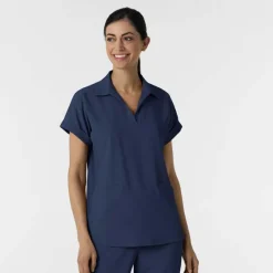 WonderWink RENEW Scrub Tops*Wink RENEW Women's Flex-n-Reach Collared Scrub Top