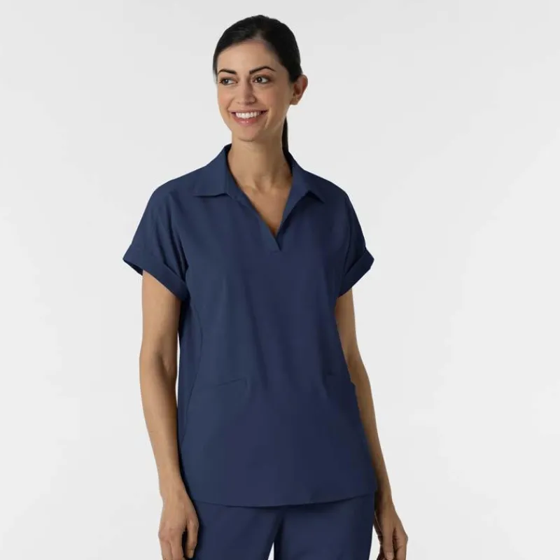 WonderWink RENEW Scrub Tops*Wink RENEW Women's Flex-n-Reach Collared Scrub Top
