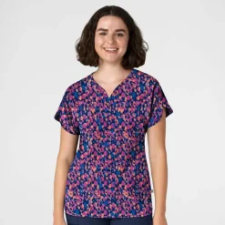 WonderWink Scrub Tops*Wink Women's Print Scrub Top Painted Dots Navy