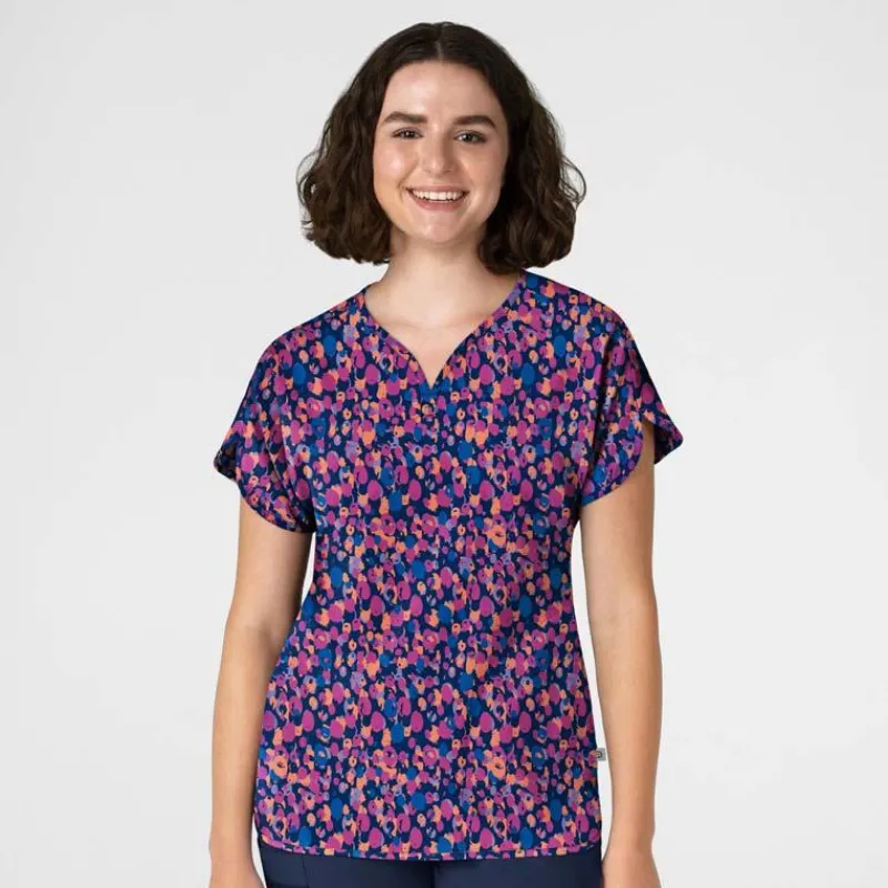 WonderWink Scrub Tops*Wink Women's Print Scrub Top Painted Dots Navy