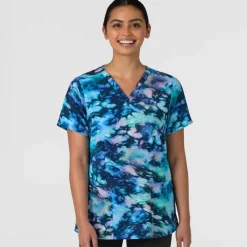 WonderWink Scrub Tops*Wink Women's 3-Pocket Print Scrub Top Dancing Dream
