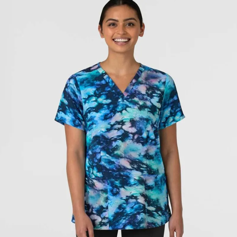 WonderWink Scrub Tops*Wink Women's 3-Pocket Print Scrub Top Dancing Dream
