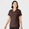 WonderWink Scrub Tops*Wink Women's 3-Pocket Print Scrub Top Fierce Nature