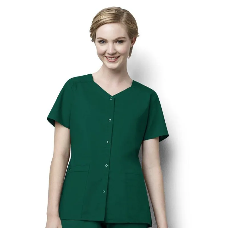 Wonderwink Wonder Work Scrub Tops*Wink WonderWORK Women's Short Sleeve Snap Front Scrub Top