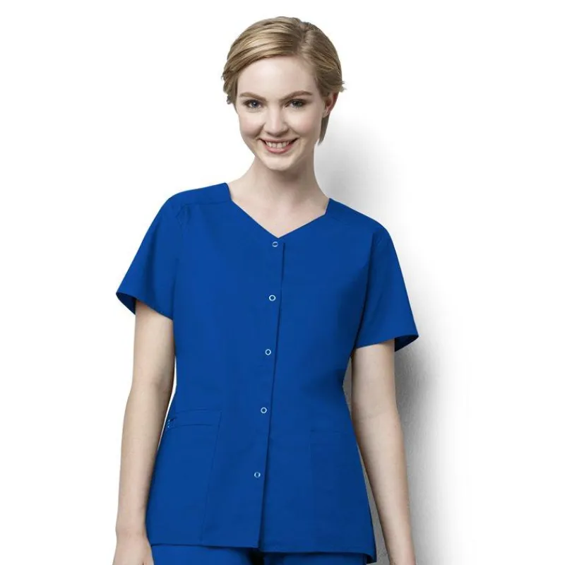 Wonderwink Wonder Work Scrub Tops*Wink WonderWORK Women's Short Sleeve Snap Front Scrub Top