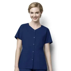 Wonderwink Wonder Work Scrub Tops*Wink WonderWORK Women's Short Sleeve Snap Front Scrub Top