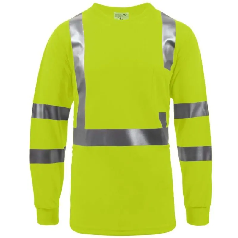 Work Force Hi-Visibility Shirts | T-Shirts*Men's Class 3 Hi Viz Yellow Long Sleeve Pocket T-Shirt Safety Yellow