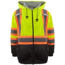 Work Force Hoodies | Sweatshirts*Men's Class 3 Hi-Visibility Thermal Lined Hooded Sweatshirt Lime / Black
