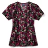 Zoe & Chloe Scrub Tops*Zoe+Chloe Women's V-Neck Print Scrub Top Sugar Skull Roses